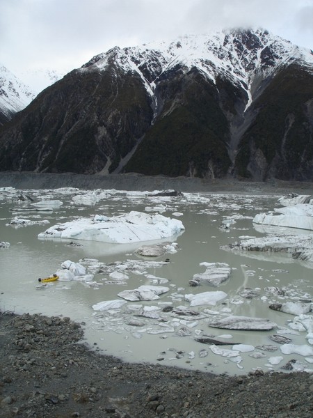 Glacier Explorers boat among the icebergs.